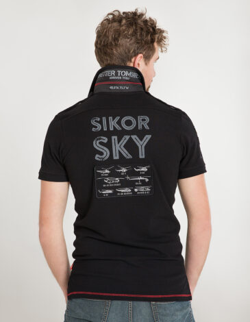 Men's Polo Shirt Sikorsky. Color black. .