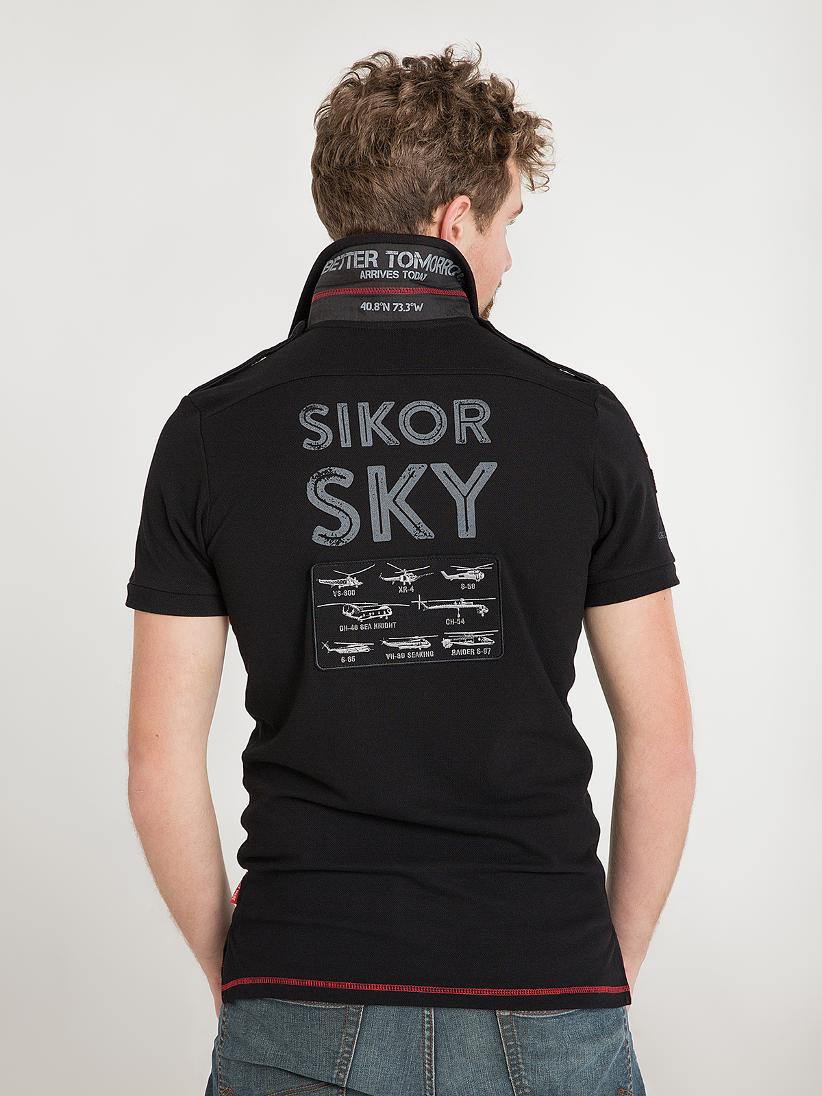 Men's Polo Shirt Sikorsky. Color black. 1.