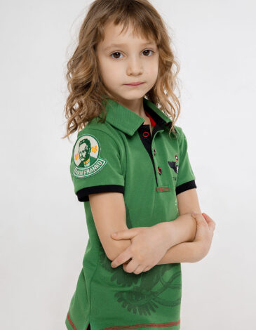 Kids Polo Shirt Ivan Franko. Color green. Polo: unisex, well suited for both boys and girls.