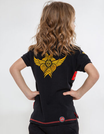 Kids Polo Shirt Seraphim. Color black. .