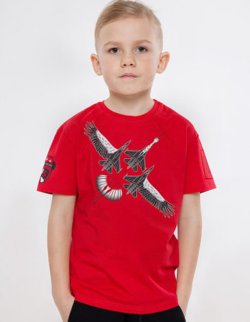 Kids T-Shirt Stork. Color red. .