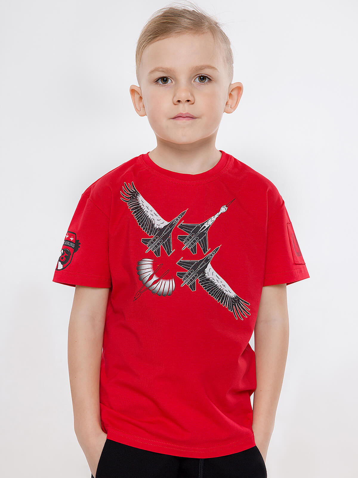 Kids T-Shirt Stork. Color red. T-shirt: unisex, well suited for both boys and girls.
