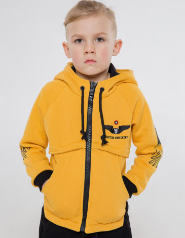 Kids Hoodie Stork. Color yellow. 1.