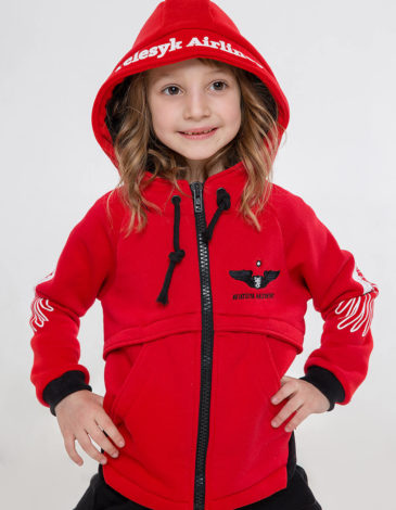 Kids Hoodie Stork. Color red. .