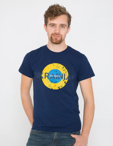 Men's T-Shirt Ukrainian Air Force. Color navy blue. .