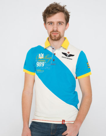 Men's Polo Shirt Synevyr. Color turquoise. .
