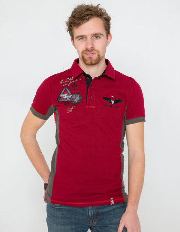 Men's Polo Shirt Flying Cossacks. Color claret. 1.