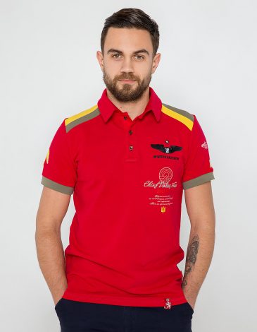 Men's Polo Shirt Indian. Color red. .