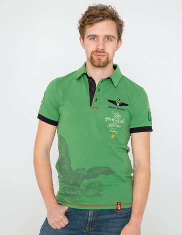 Men's Polo Shirt Ivan Franko. Color green. Pique fabric: 100% cotton.