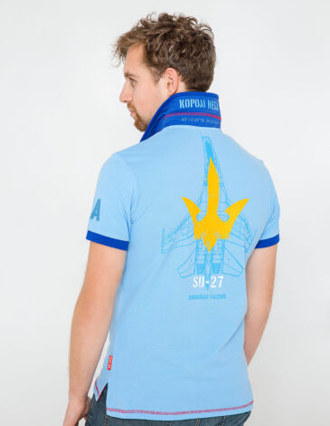 Men's Polo Shirt Ukrainian Falcons. Color sky blue. .