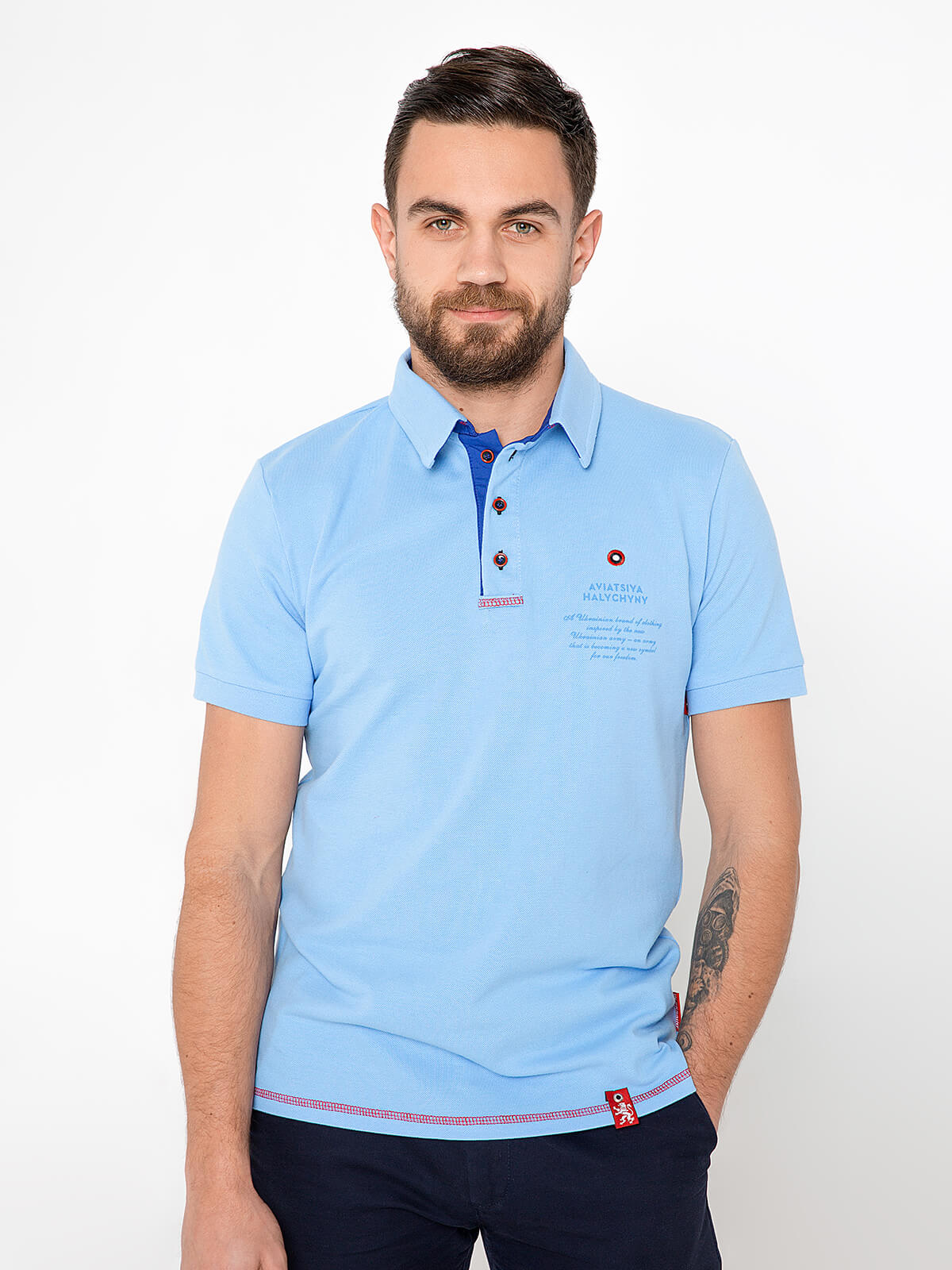 Men's Polo Shirt Wings. Color sky blue. Unisex polo (men’s sizes).