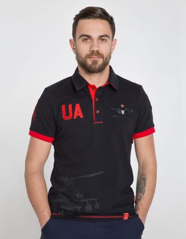 Men's Polo Shirt 12 Brigade (The Dragon Slayer). Color black. .