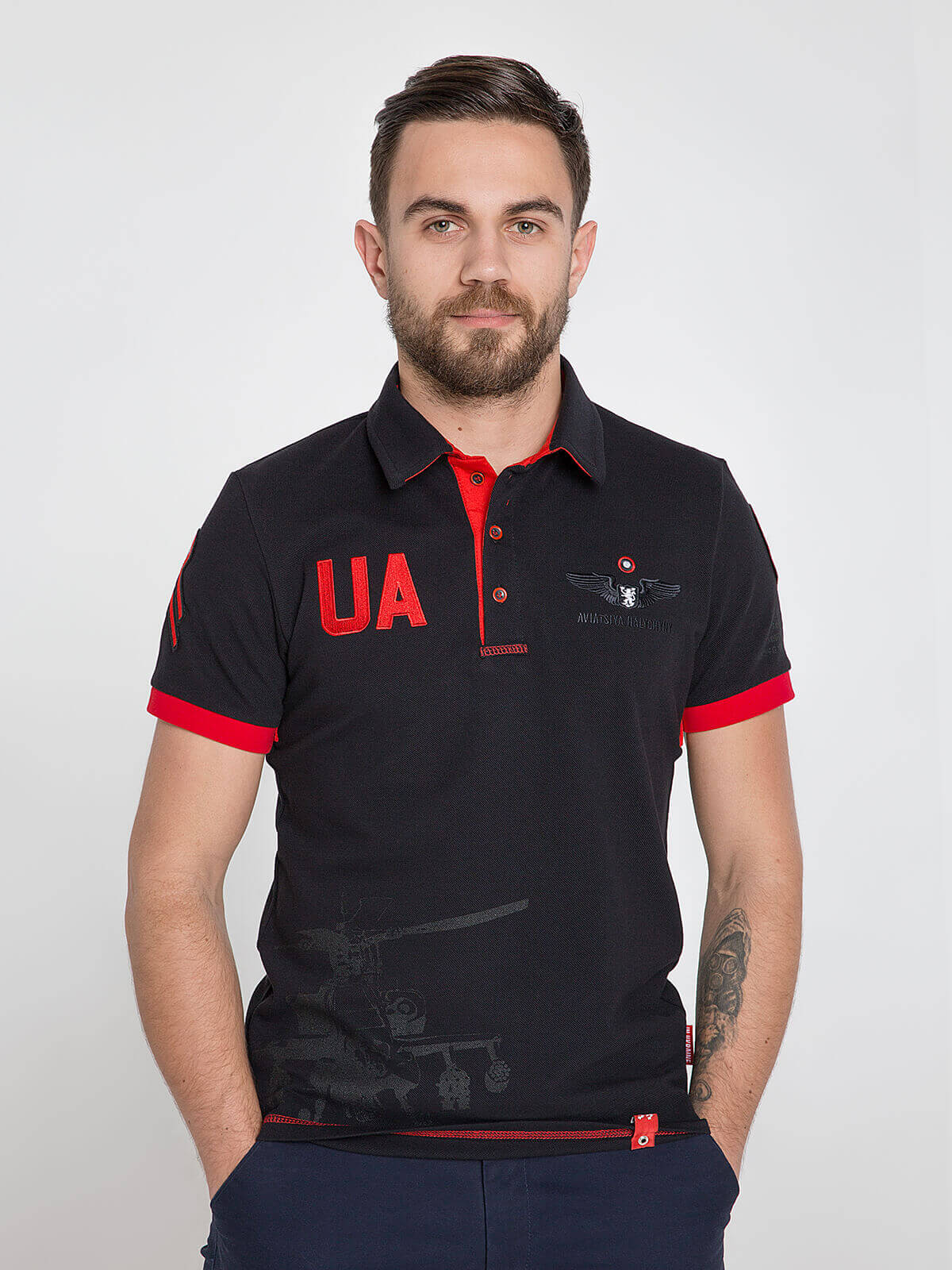 Men's Polo Shirt 12 Brigade (The Dragon Slayer). Color black. .