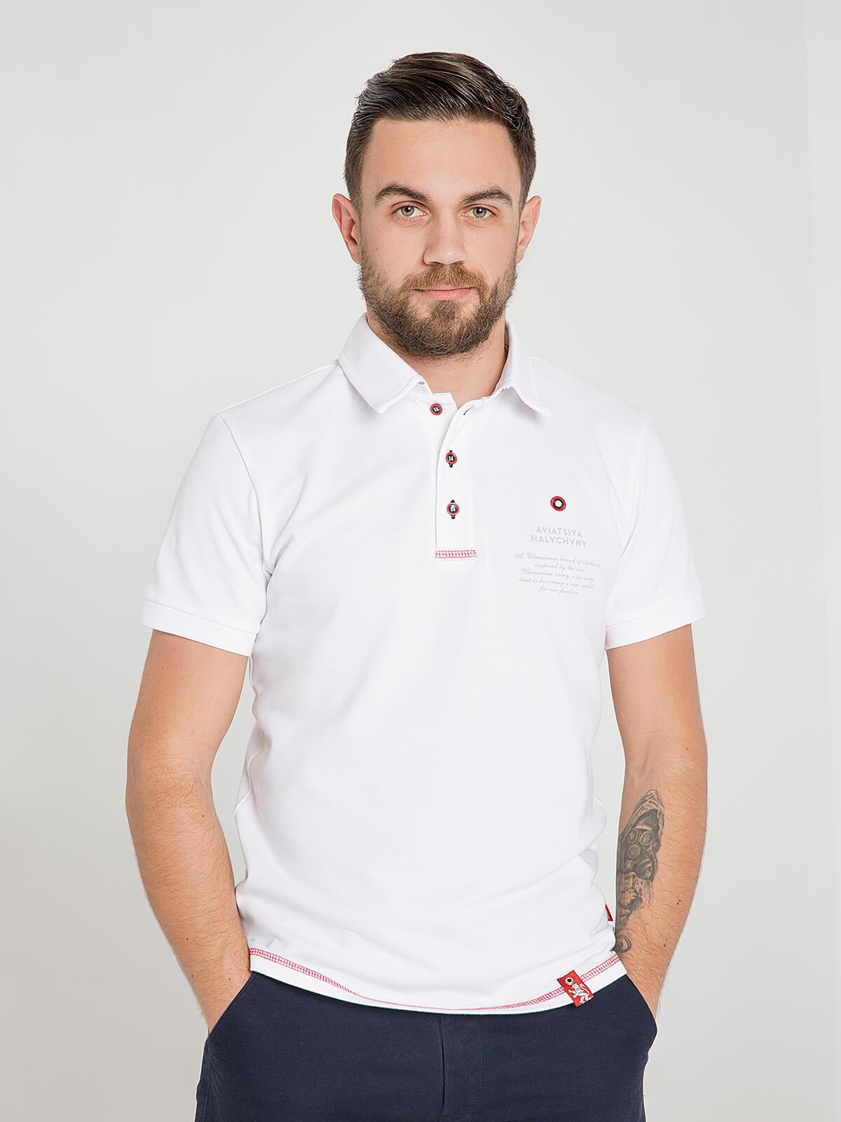 Men's Polo Shirt Wings. Color white. Unisex polo (men’s sizes).