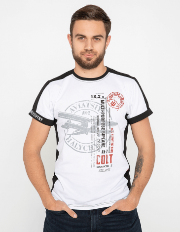 Men's T-Shirt An-2 B&W. Color white. .