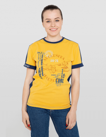 Women's T-Shirt Аn-26 Y&B. Color yellow. .