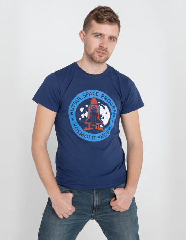 Men's T-Shirt Kosmolit Kosiv. Color dark blue. Material: 95% cotton, 5% spandex.