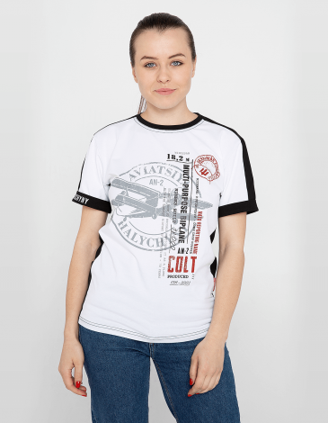 Women's T-Shirt An-2 B&W. Color white. .