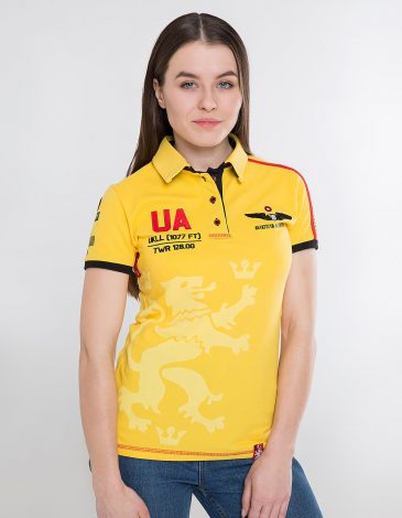 Women's Polo Shirt Follow Me. Color yellow. .