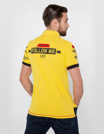 Men's Polo Shirt Follow Me. Color yellow. .