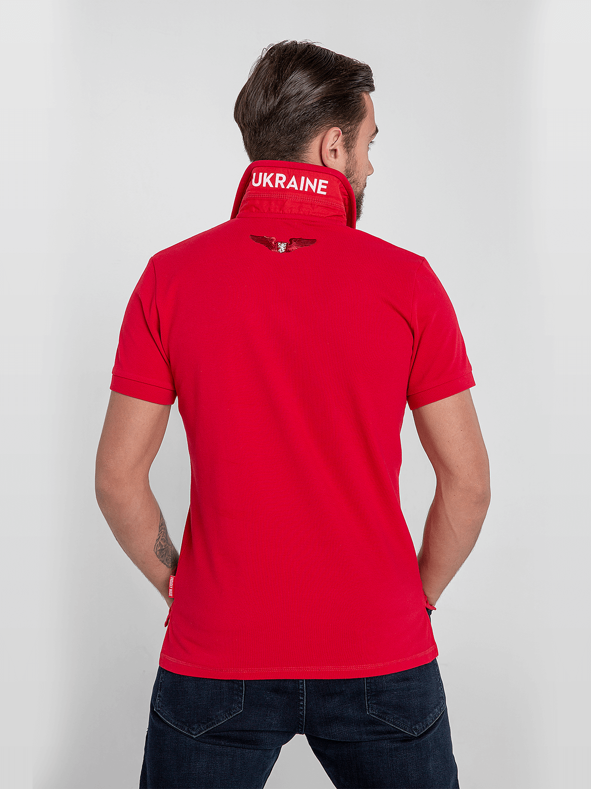 Men's Polo Shirt Wings. Color red. 1.