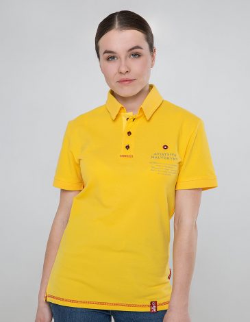 Women's Polo Shirt Wings. Color yellow. 1.