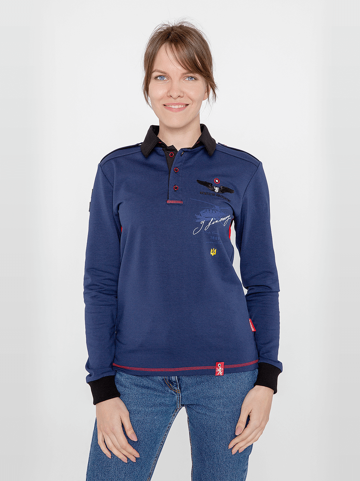 Women's Polo Long Sikorsky. Color navy blue. .