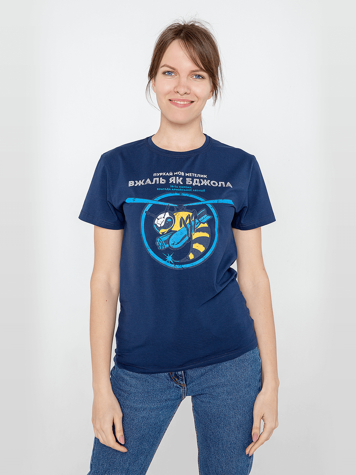 Women's T-Shirt Bee. Color dark blue. .