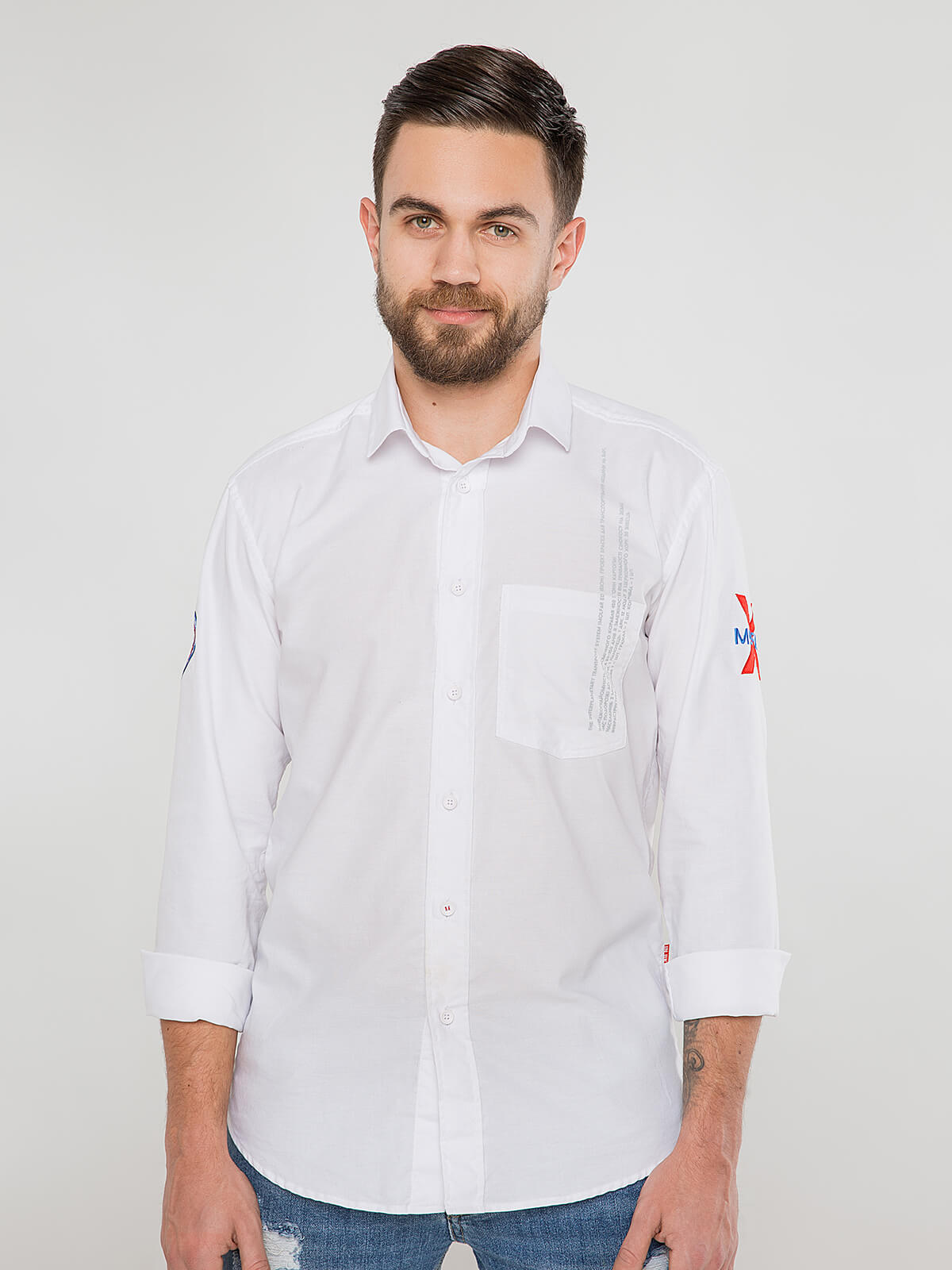 Men's Shirt Molfar-X. Color white. Pique fabric: 100% cotton.