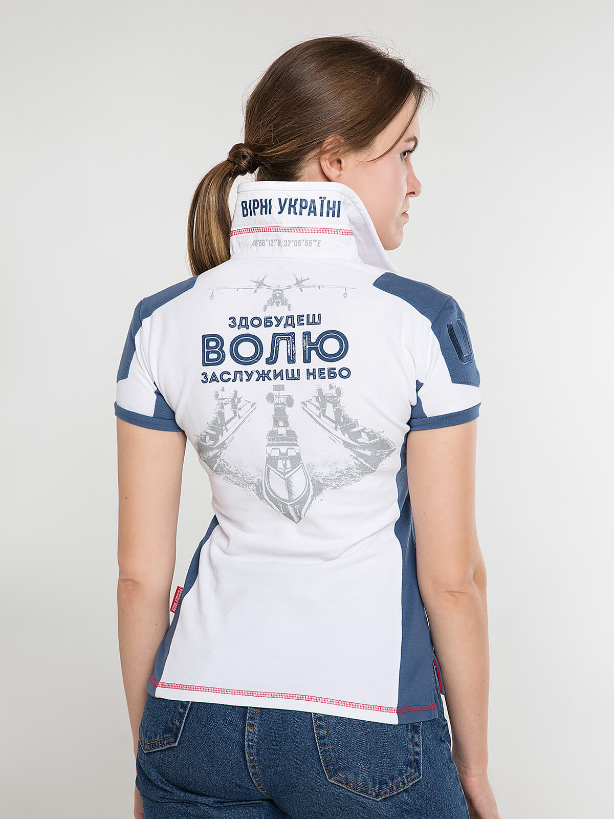 Women's Polo Shirt 10 Brigade. Color white. 1.