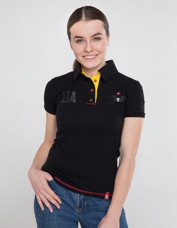 Women's Polo Shirt Seraphim. Color black. .