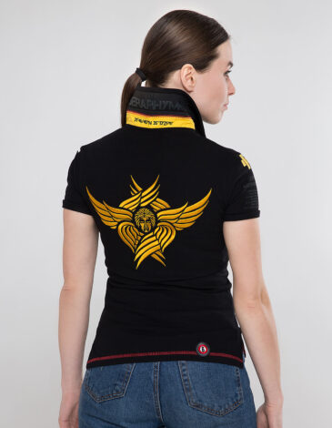 Women's Polo Shirt Seraphim. Color black. .