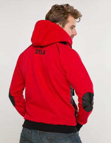 Men's Hoodie Syla. Color red. Unisex hoodie (men’s sizes).