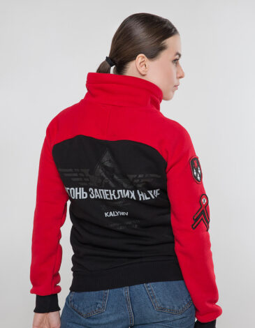 Women's Sweatshir 12 Brigade. Color red. Material: 77% cotton, 23% polyester.