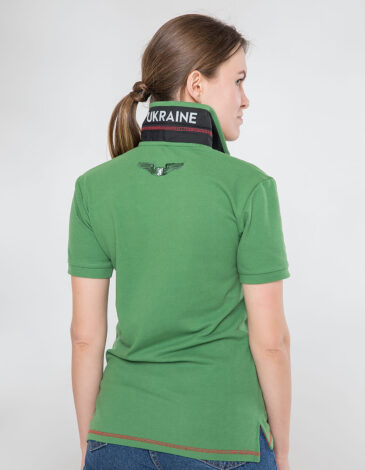 Women's Polo Shirt Wings. Color green. 10.