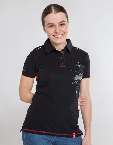 Women's Polo Shirt Sikorsky. Color black. 1.