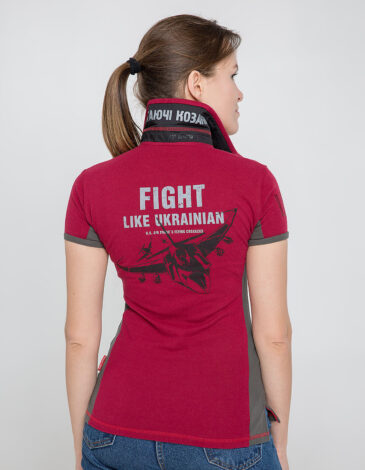 Women's Polo Shirt Flying Cossacks. Color claret. .