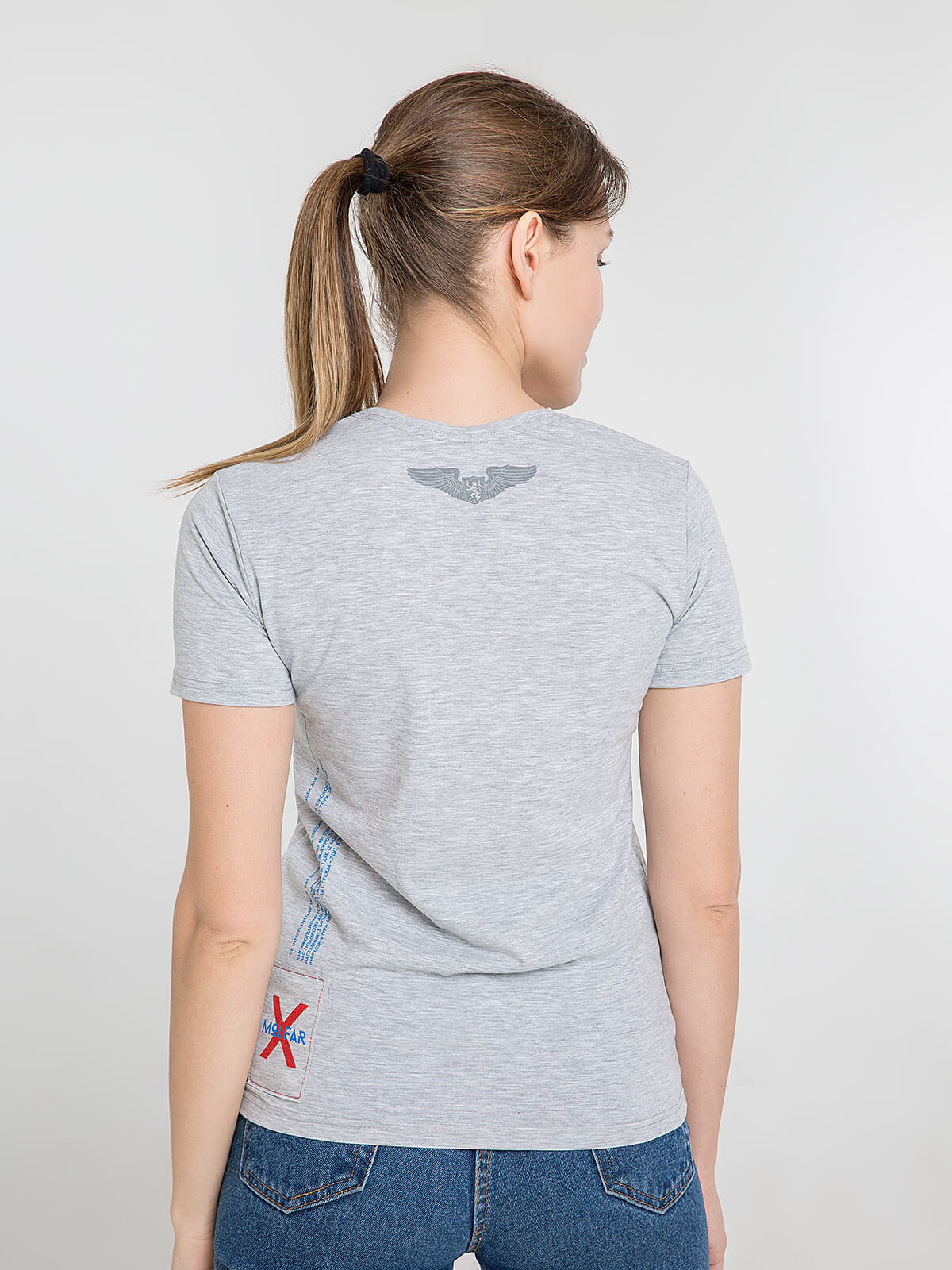Women's T-Shirt Wjo Na Mars. Color gray. 
Technique of prints applied: silkscreen printing.