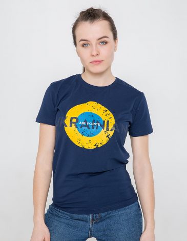 Women's T-Shirt Ukrainian Air Force. Color navy blue. .