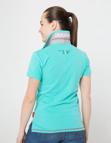 Women's Polo Shirt Wings. Color mint. 
Pique fabric: 100% cotton.
