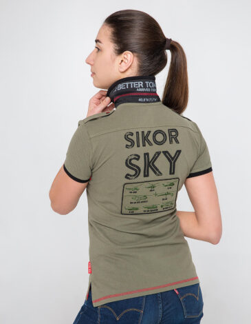 Women's Polo Shirt Sikorsky. Color khaki. .