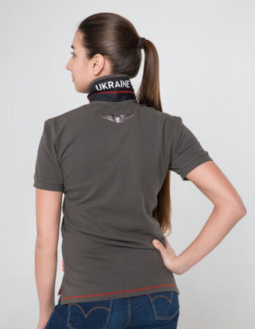 Women's Polo Shirt Wings. Color dark gray. 13.