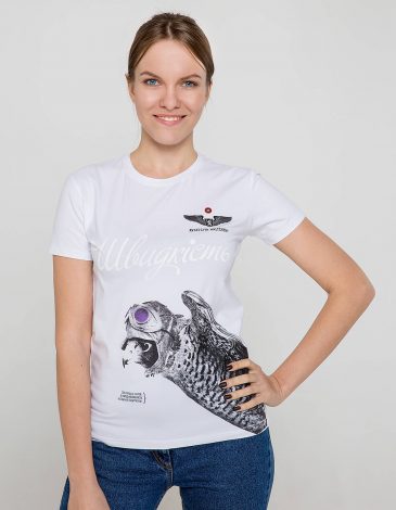 Women's T-Shirt Falcon. Color white. .