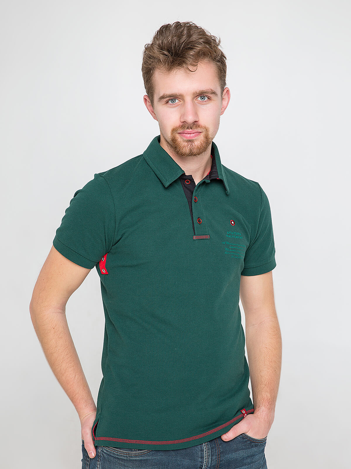 Men's Polo Shirt Wings. Color dark green. Unisex polo (men’s sizes).