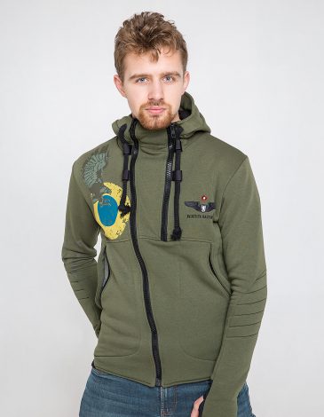 Men's Hoodie Ukrainian Falcons. Color khaki. .