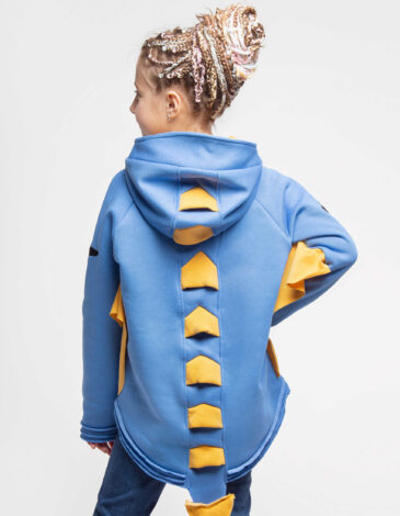 Kids Hoodie Dragon. Color sky blue. .