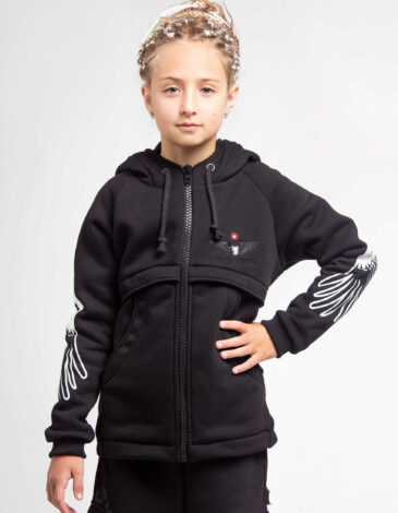 Kids Hoodie Stork. Color black. 2.