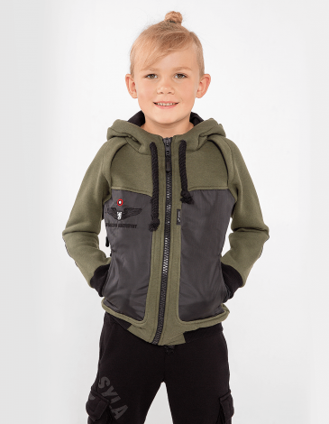 Kids Hoodie Syla. Color khaki. 3.