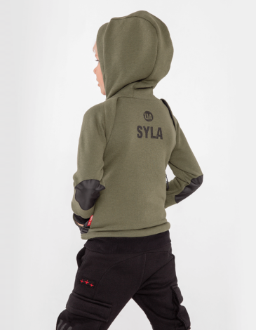 Kids Hoodie Syla. Color khaki. 3.