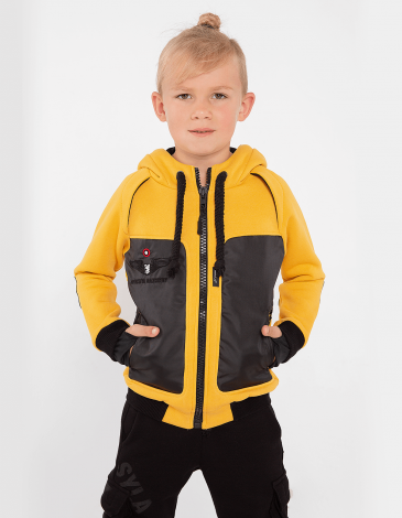 Kids Hoodie Syla. Color yellow.  Well suited for both boys and girls.